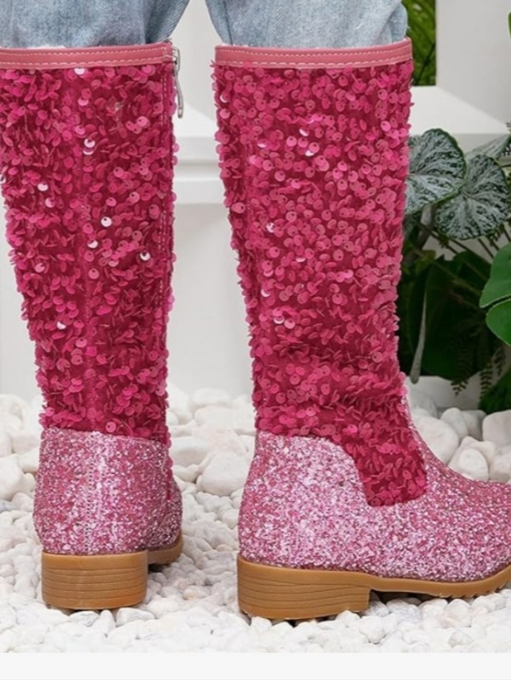 Girls' Pink Mid-Calf Boots New , SIZE 12,5 US